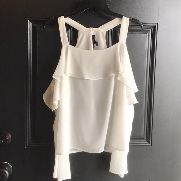 Cold shoulder cream blouse - Picture 1 of 4